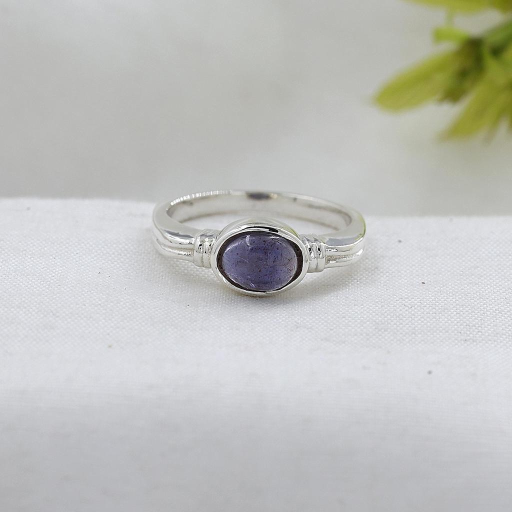 Iolite Gemstone Silver Ring, Silver Charm Jewelry, Gift For Her, 925 Sterling Silver Handmade Jewelry, Unisex Ring Ar8946