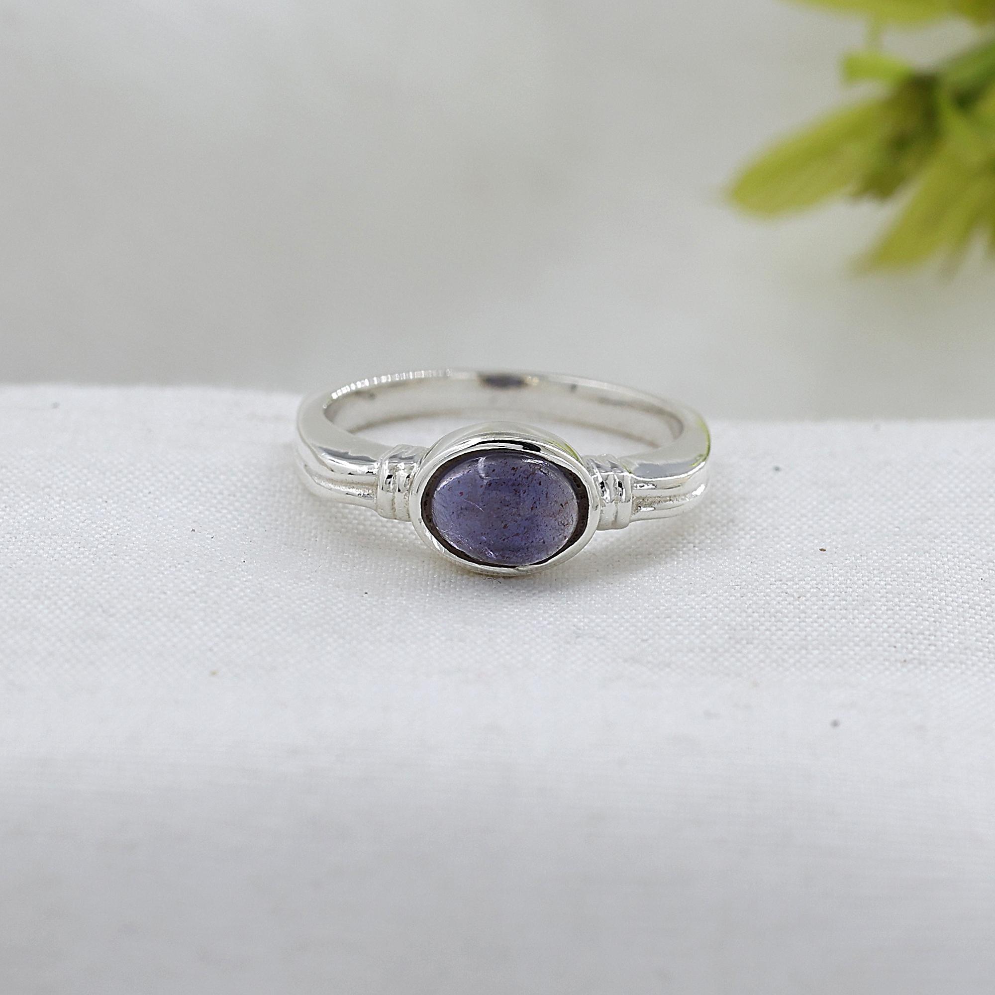 

Кольцо из иолита, серебряное кольцо-шарм, подарок для нее, украшения ручной работы из серебра 925 пробы, кольцо унисекс Ar8946 12 синий