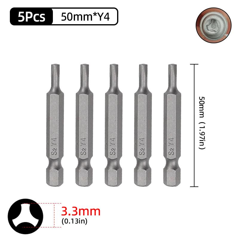 Magnetischer Y-förmiger Schraubendreher-Bit-Satz für Fahrradreparaturwerkzeuge, 1/4 Zoll Sechskantschaft, Y4, Y5, Y6, Y8, 50 mm Schraubendreher-Bit, Handwerkzeug