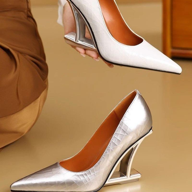 Temperament Special-shaped Heeled Single Shoes Autumn New Pointed Toe Shallow Cuff Foot Non-slip Wear-resistant High Heels
