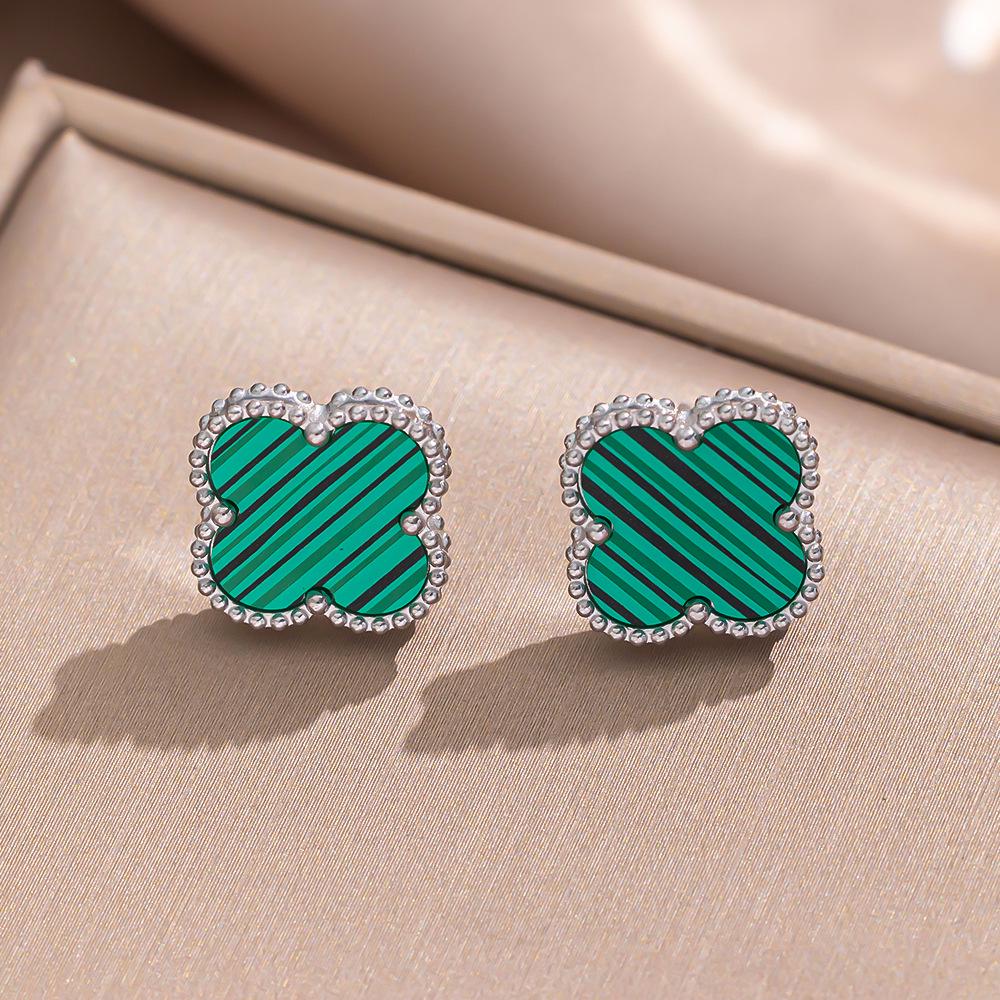 Four-Leaf Clover Titanium Steel Stud Earrings - Summer Niche Design, Trendy 15mm High-End Earrings for Women