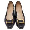 Salvatore Ferragamo Black Leather Buckle Pumps Black