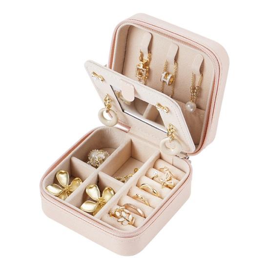 Jewelry Box Large Capacity Removable Partition Faux Leather Portable Flannel Interior Earrings Necklace Rings Organization Case Jewelry Organizer