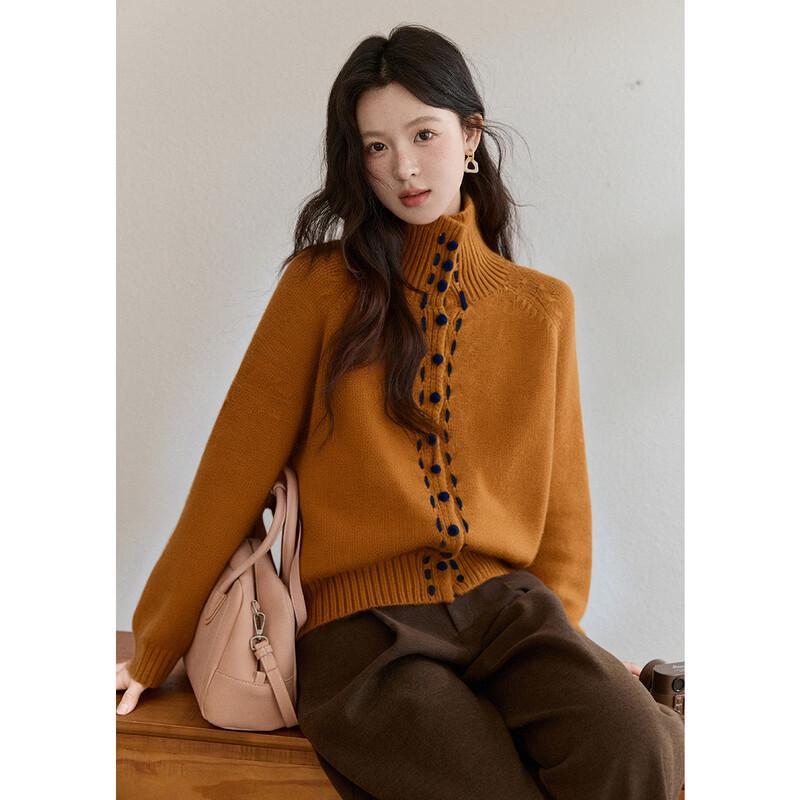 

MiXiu Women s Loose High-Neck Knit Sweater L