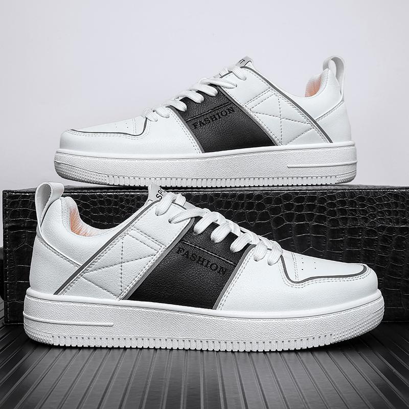 

Мужские и женские повседневные туфли белого цвета, роскошные брендовые дизайнерские спортивные туфли из натуральной кожи, модные мужские туфли на шнуровке из вулканизированной стали 44 чёрный