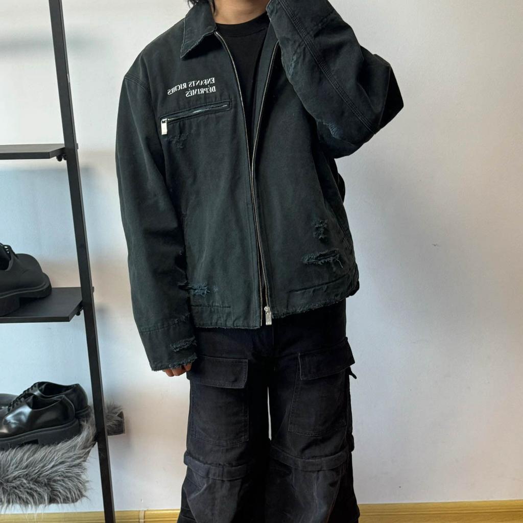 ERD CRAZY melancholy rich second generation niche trendy brand washed old broken ring loose men's denim jacket