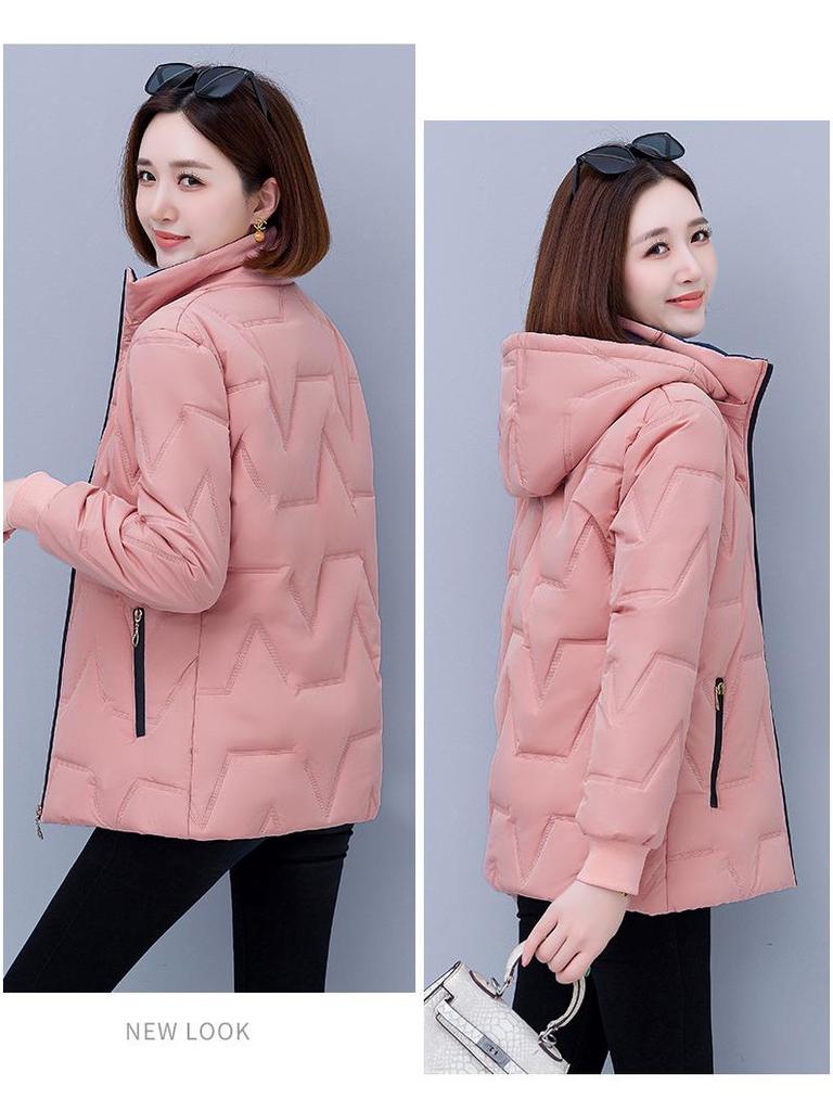 2024 Damska Zimowa Bawełniana Kurtka z Podszewką z Polaru: Ciepły, Pogrubiony, Krótki Styl na Wietnamski Nowy Rok