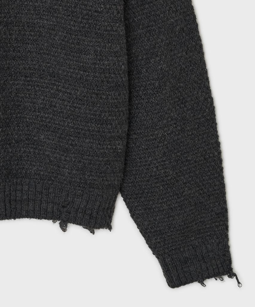 Bellie Scarf Crewneck Sweater - Charcoal Gray