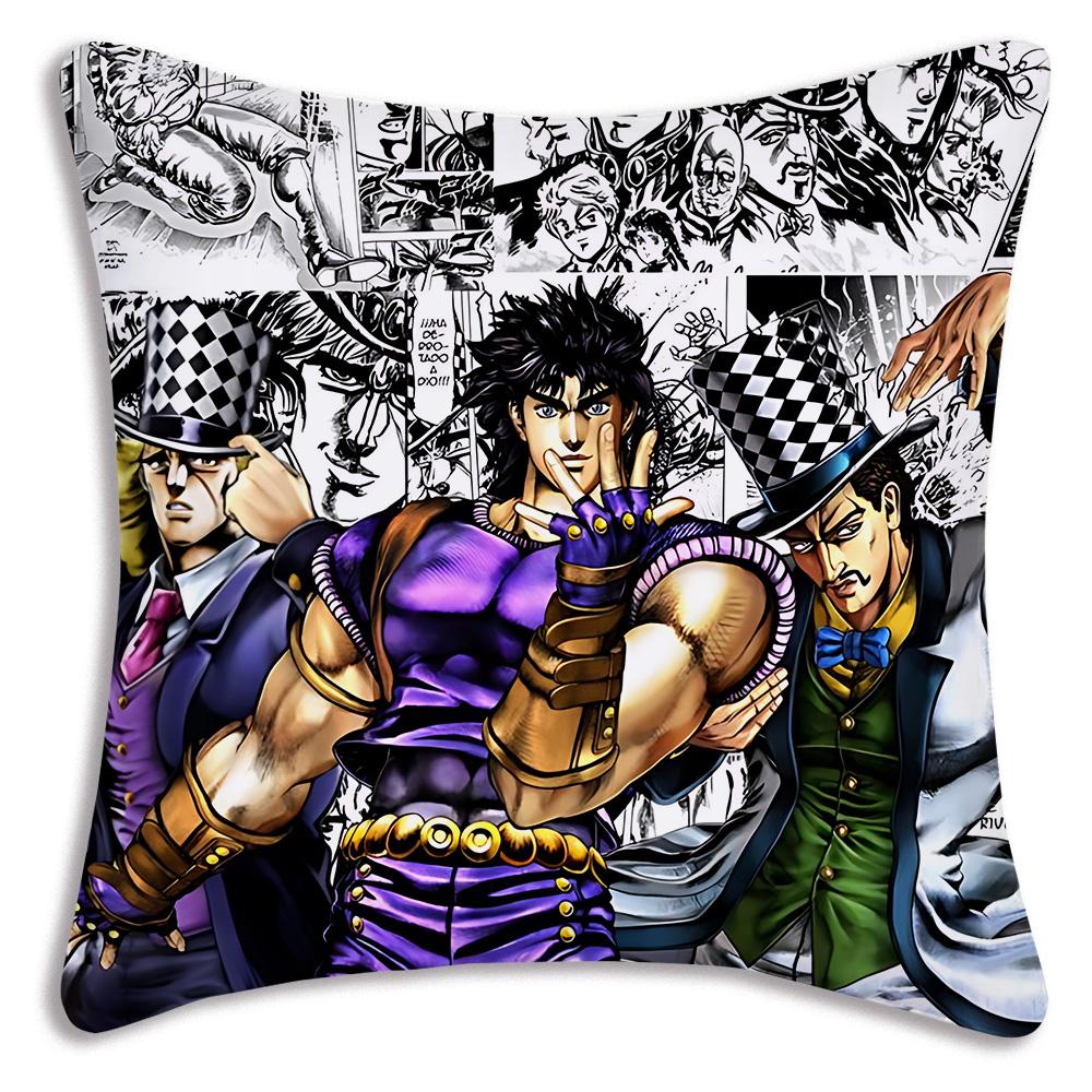 Pillow Covers Cartoon Jojo’S Bizarre Adventure Sofa Decorative Home Double-Sided Printing Short Plush Cute Cushion Cover