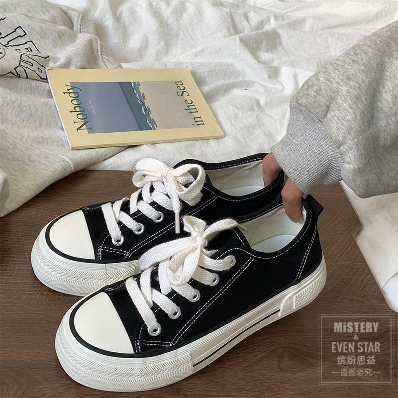 Platform Canvas Shoes Women's Trendy Shoes Versatile Casual Little White Shoes Student Retro Board Shoes 812