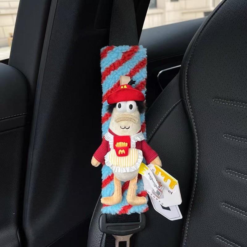 SpongeBob SquarePants Plush Car Seat Belt Shoulder Pad Cover - Soft Cartoon Vehicle Interior Accessory Kids Adults