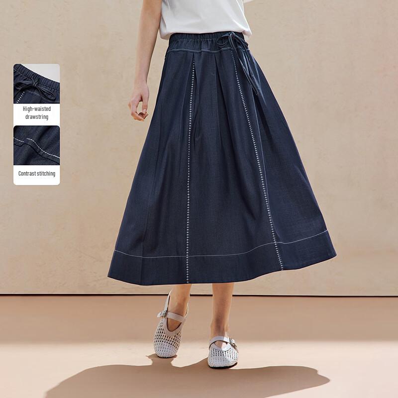 

Джинсовая юбка А-силуэта INMAN с высокой талией и кулиской S