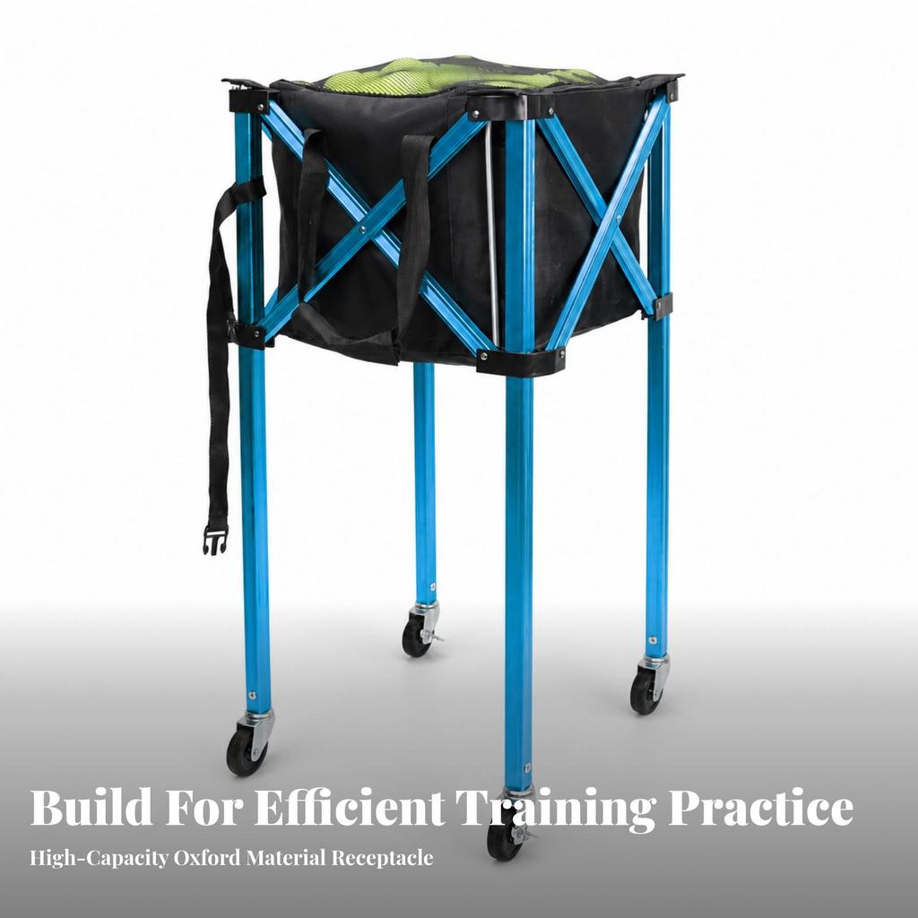 Ball Basket Waterproof Foldable Tennis Cart with Wheels Space-Saving
