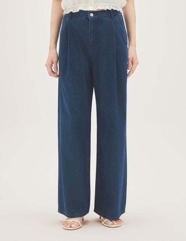 Roem Back Elastic Wide Denim Pants Rmtjg26G14