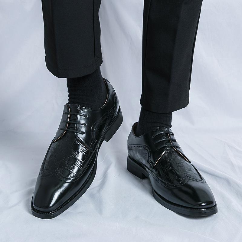 Large size formal derby shoes men's fashion solid color suit leather shoes British style business casual leather shoes