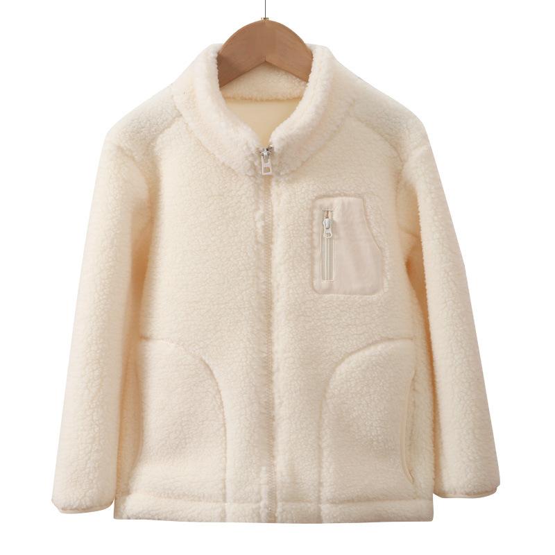 

Дитяча плюшева куртка тепла зима холодна погода спорядження сніг вітрозахисний відкритий верхній одяг для дітей повсякденний хлопчики дівчатка верхній одяг 150cm бежевий