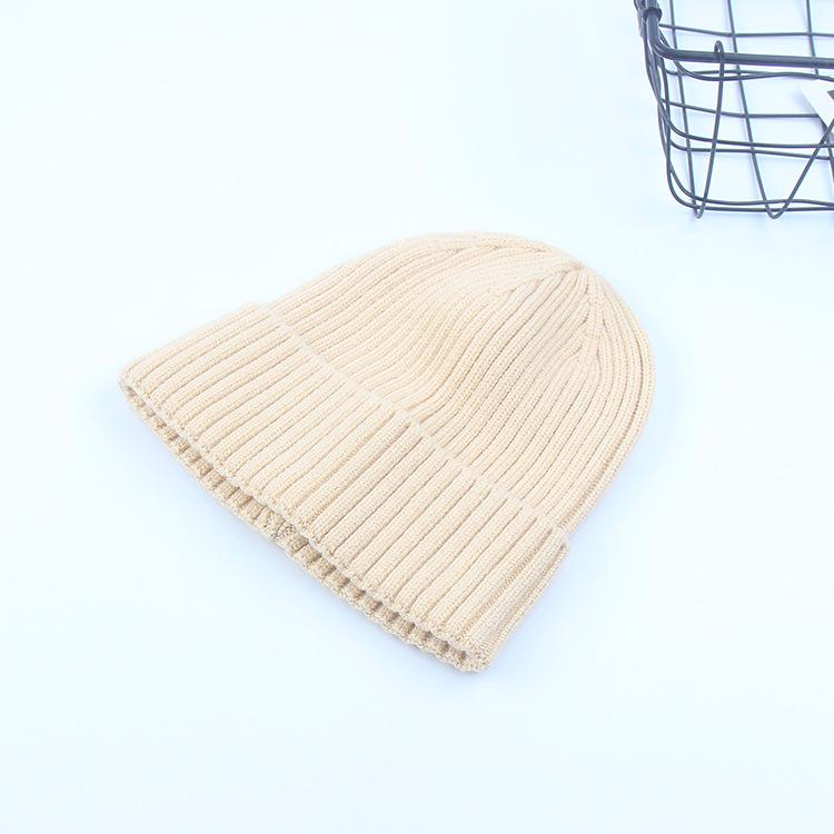 Knitted hat women's autumn and winter versatile straight tube light version pullover wool street tide solid color couple hat