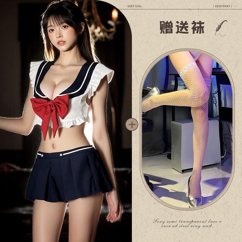 Night listening incense large size sexy lingerie sexy college style miniskirt uniform To seduce pajamas babes sailor suit