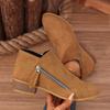 Large size winter new round head European and American fashion retro side zipper round head thick heel short boots women's boots spot