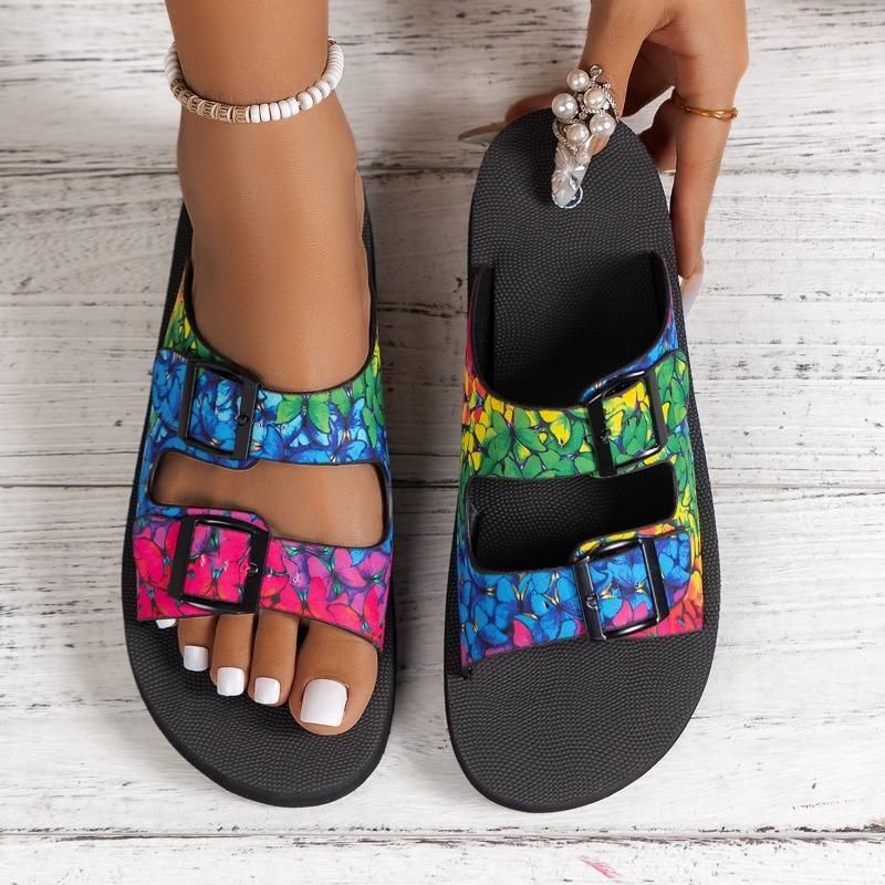 Button-up Double-breasted Thick-soled Women's Shoes for Beach Comfort, Lightness and Flip-flops