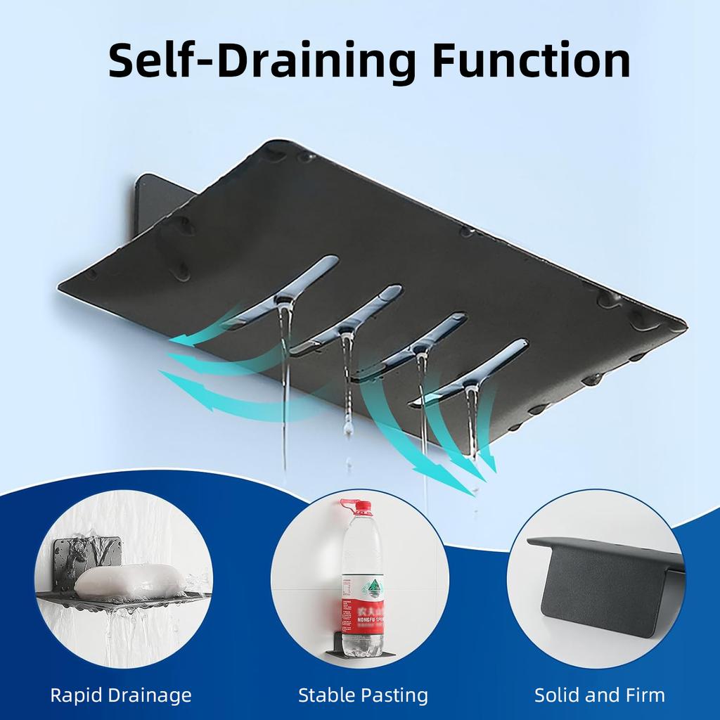 Household Bathroom No-Drill Wall Mounted Space Aluminum Soap Rack Drain Water To Prevent Rust Soap Storage Rack 1/2/3pcs