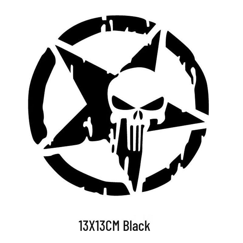 Creative Universal Self-Adhesive Punisher Skull & Star Car Sticker