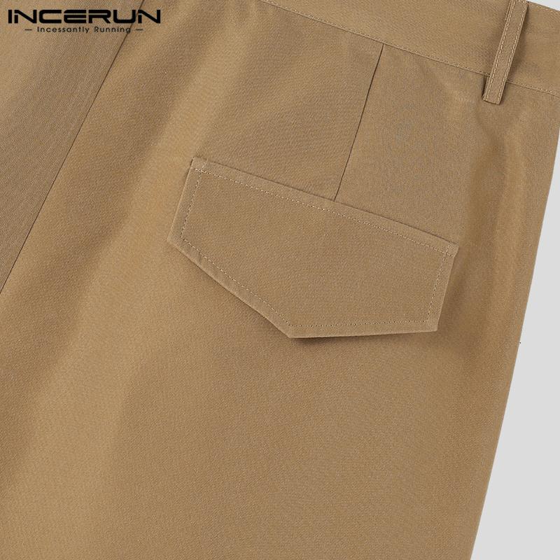 INCERUN Summer Men Pleating Shorts Solid Color Loose Pants