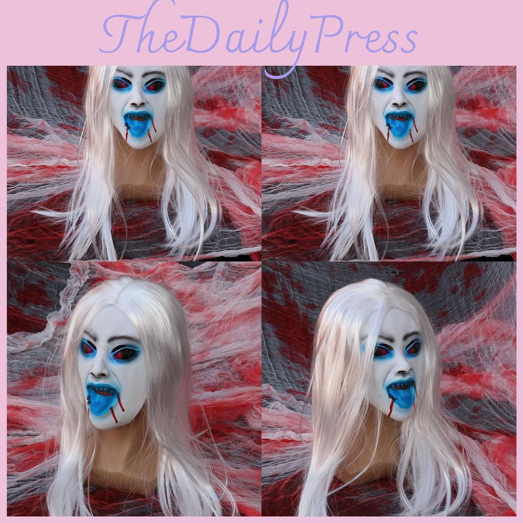 Female Ghost Latex Cosplay Mask With White Hair For Haunted Decorations House