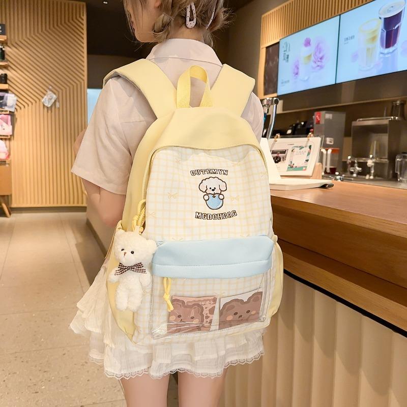 New Large-capacity Middle School Student Backpack High School Student Casual Cute Printed Schoolbag Plaid Bag
