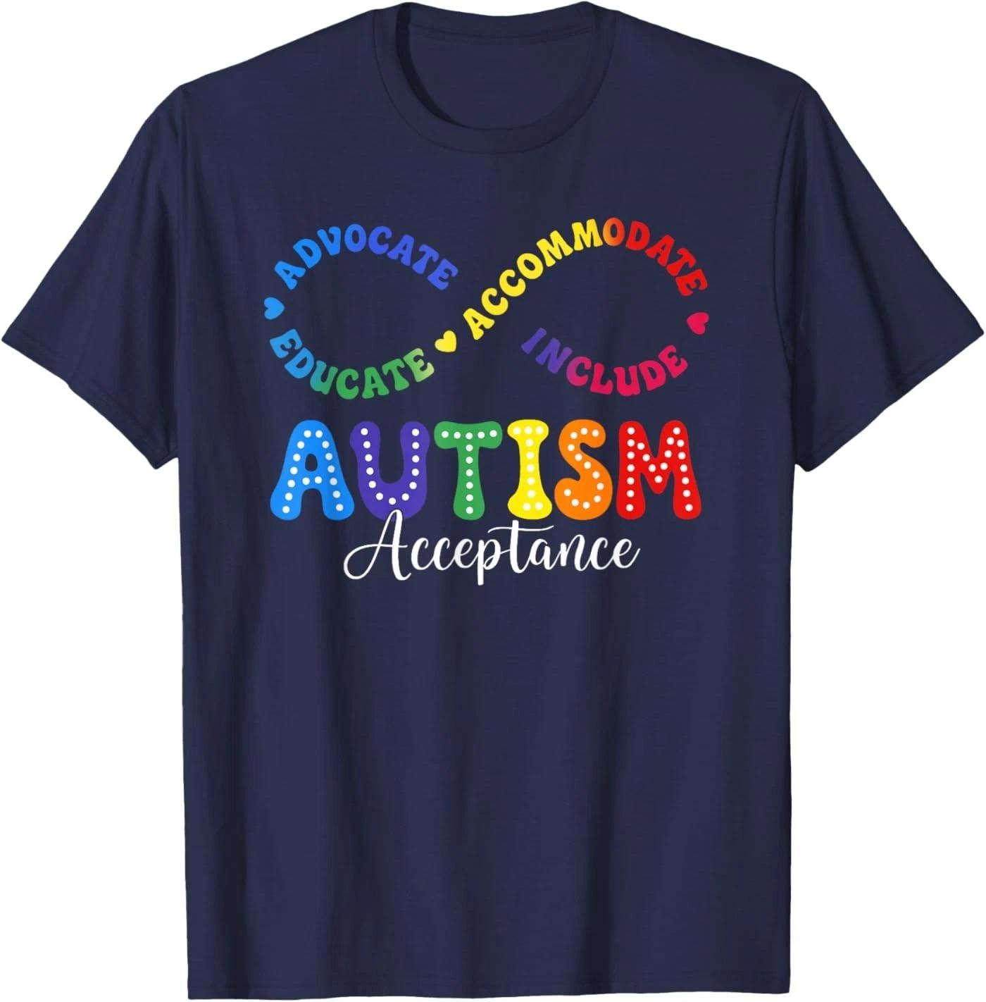 Autism Awareness Acceptance Shirt Infinity Symbol Men Women T-Shirt L