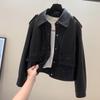 2025 Women's Plus Size Casual Leather Motorcycle Jacket with Turn-Down Collar