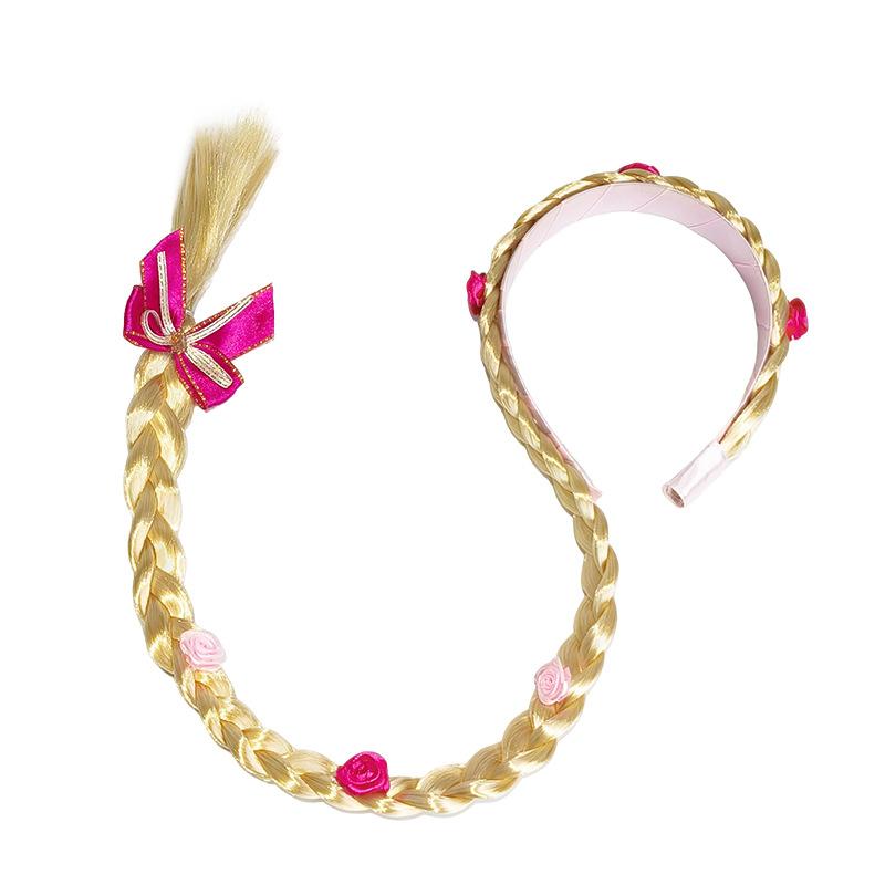 1Pcs Princess Snowflake Long Braided Wig Headbands Adorn Princess Dress Up Wigs For Girls Costume Accessories A8