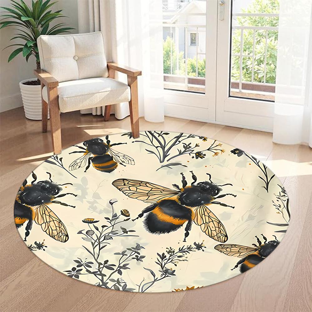 Bee Round Carpet Suitable for Dormitory Study room Balcony Game Room Anti-slip Round Rug Office home decor Wedding Party Gift