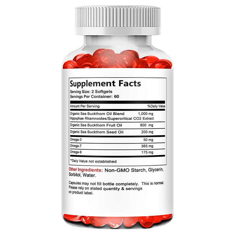 Soomiig Omega-7 Softgels, Organic Sea Buckthorn Oil Blend, with Omega-3, Omega-9, 120 Caps