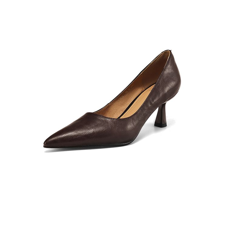 

Мода Новая Весна Натуральная Кожа Женская Обувь Острый Носок Женские Туфли-Лодочки Обувь для Женщин Высокий Каблук Лоферы Модные Лаконичные Женские Туфли 40 коричневый