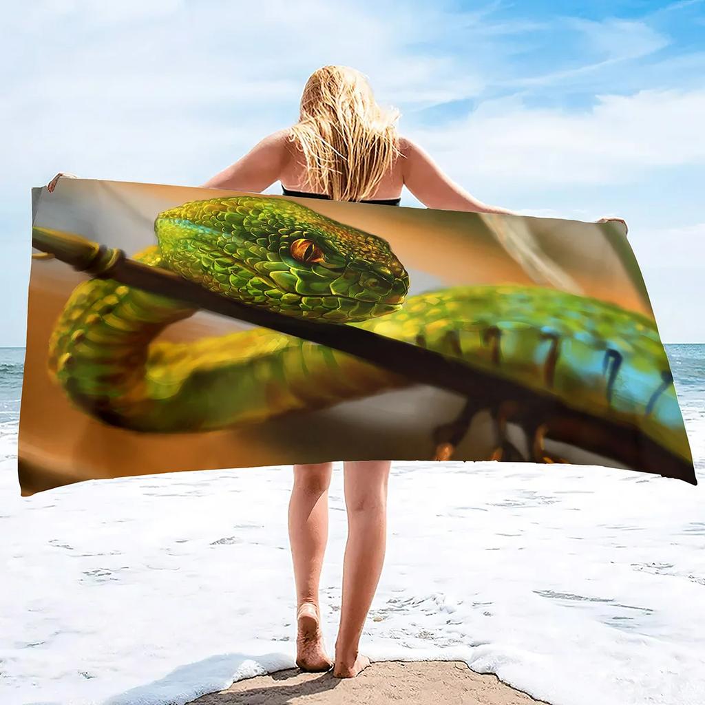 Snake Beach Towel Oversized Microfiber Bath Towel,Super Absorbent Sand Free Cool Swim Travel Spa Sport Towels for Reptile Lovers