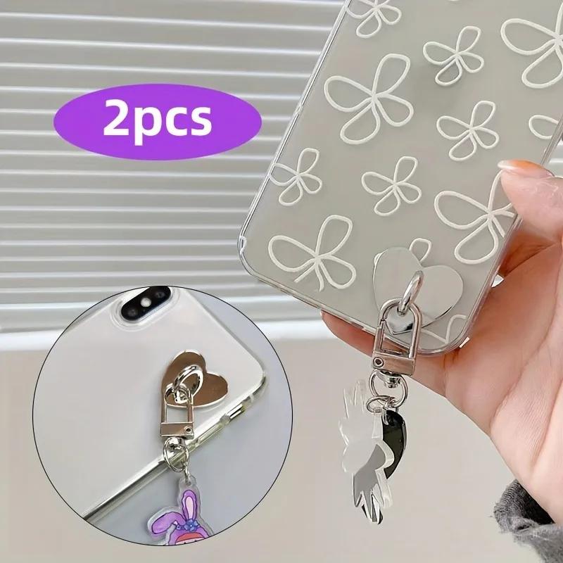 2 Pièces Porte-Charme de Téléphone en Métal en Forme de Cœur Cœur d'Amour Anneau de Doigt pour Téléphone Crochet Auto-Adhésif pour Support Arrière de Téléphone Portable