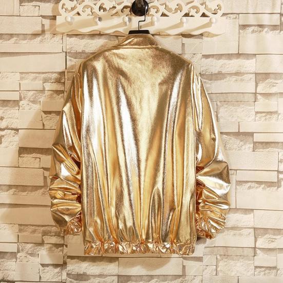Men Coat Stand Collar Long Sleeve Zipper Closure Jacket