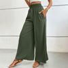 Women's Fashion Holiday Trousers Casual Tight Waist Wide Leg Pants
