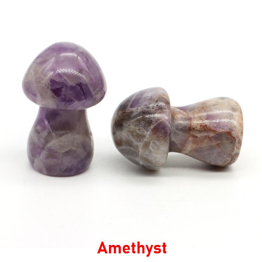 1.5" Natural Crystal Mushroom Gem Quartz Mushroom Mineral Healing Reiki Home Decoration Diy Crafts Gift Aquarium Stone