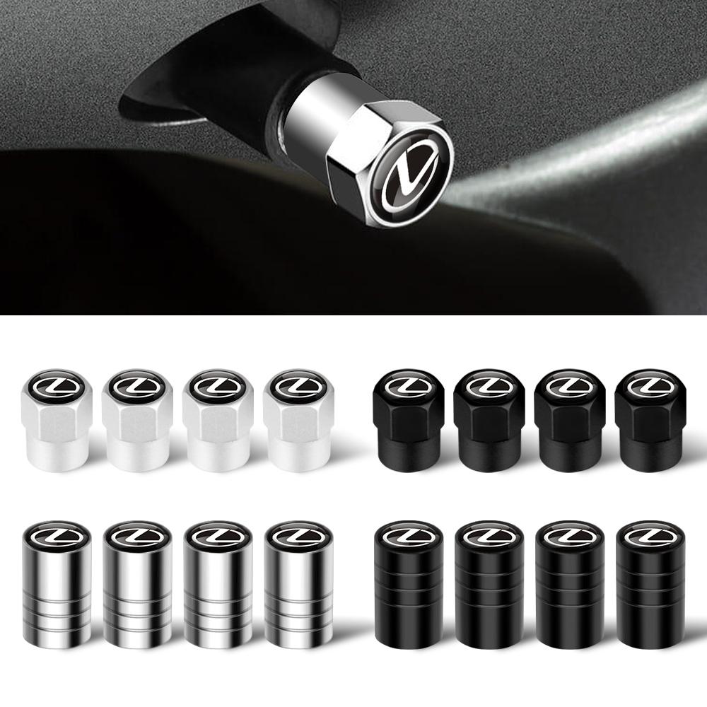 4 Piezas Tapones de Válvula de Neumático de Coche Cubierta de Vástago con Emblema Accesorios Para Lexus LS LC IS350 ES300h ES300 IS250 IS220d NX350h RX GS350 CT200h LX