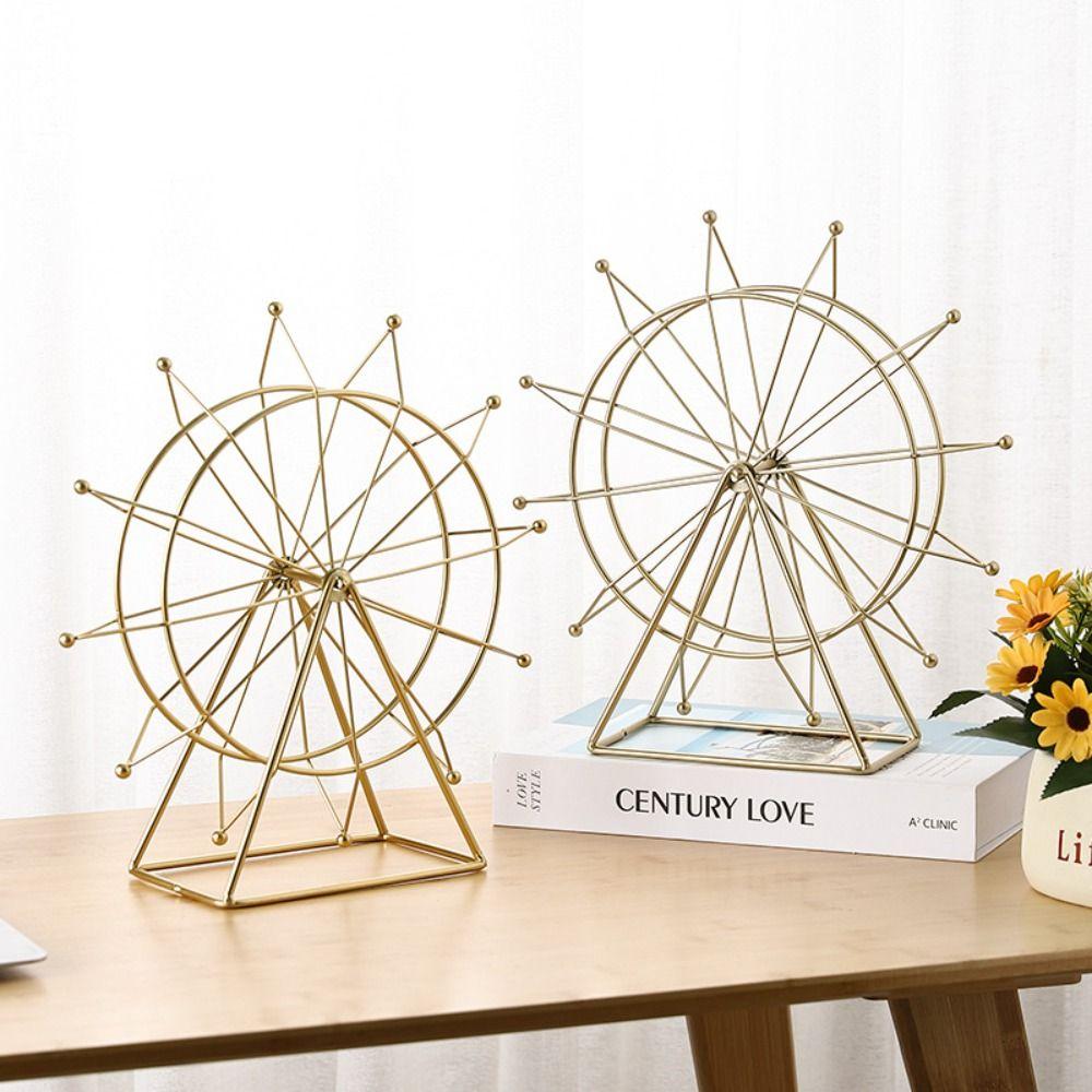 Iron Ferris Wheel Model Handmad Collectible Retro Ferris Wheel Ornaments Rotatable DIY Ferris Wheel Table Decorations
