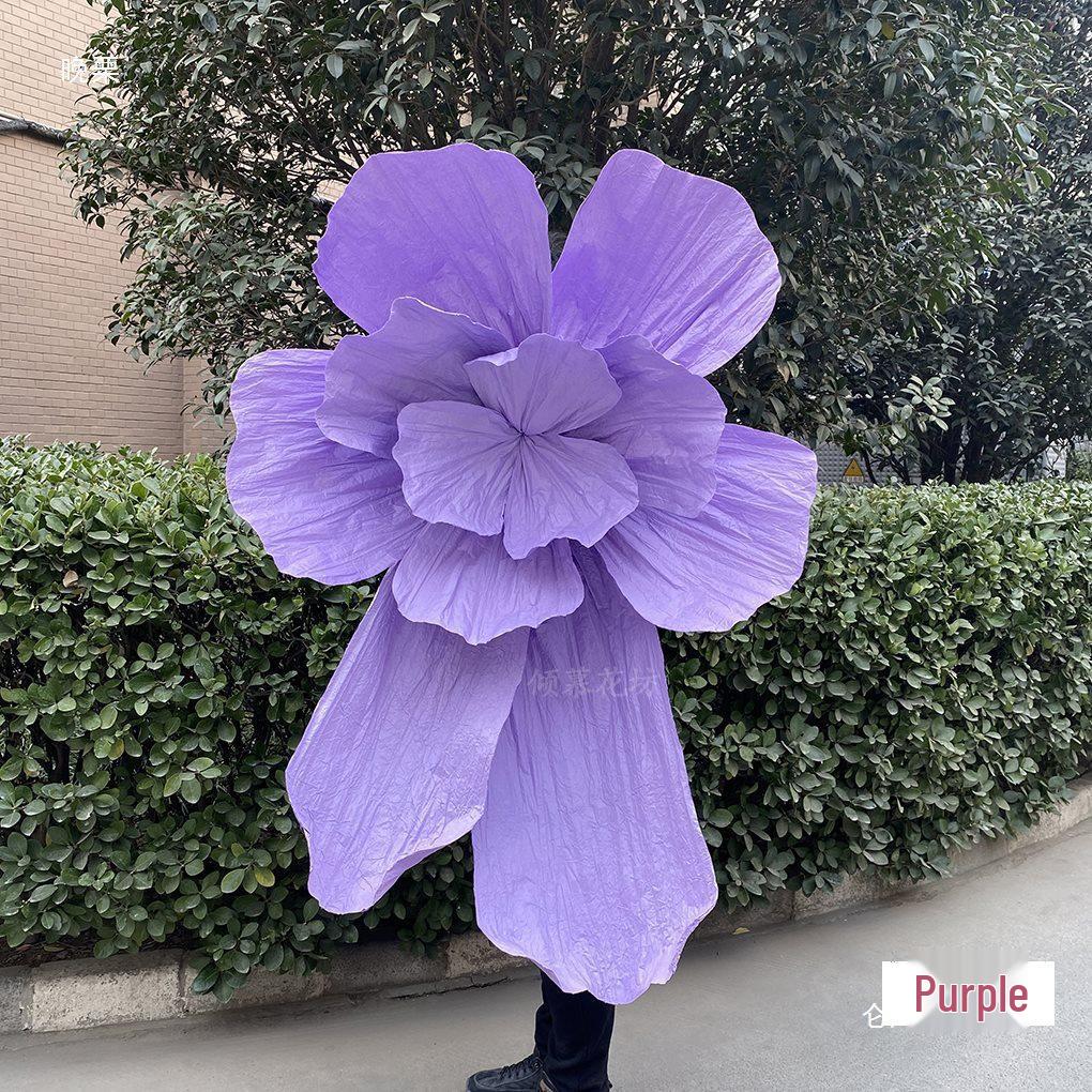 Gigantisk Handgjord Bröllops Pappersblomma Skulptur - Vacker Veckad Blomsterkonst för Dekoration
