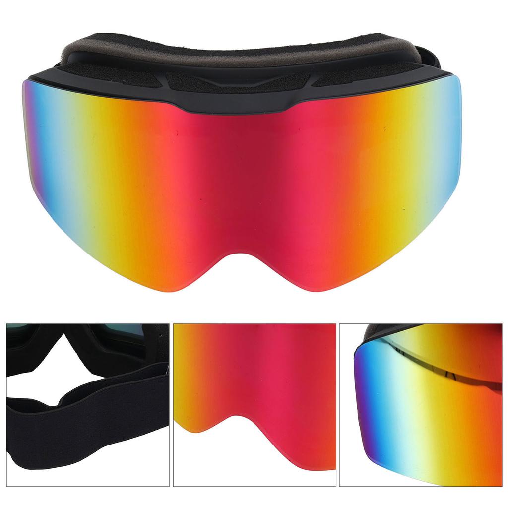 Gogle Narciarskie Dwuwarstwowe Przeciwmgielne Odporne na UV Szerokie Pole Widzenia Odporne na Uderzenia Gogle Snowboardowe Czarne Piaskowe Czerwona Soczewka
