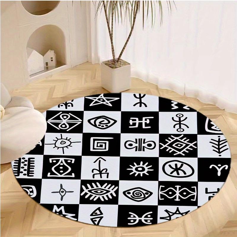 S Egyptian Symbols Round Rug Nonslip Area Rug Office Chair Mat Carpet For Living Room Bedroom Home Decor