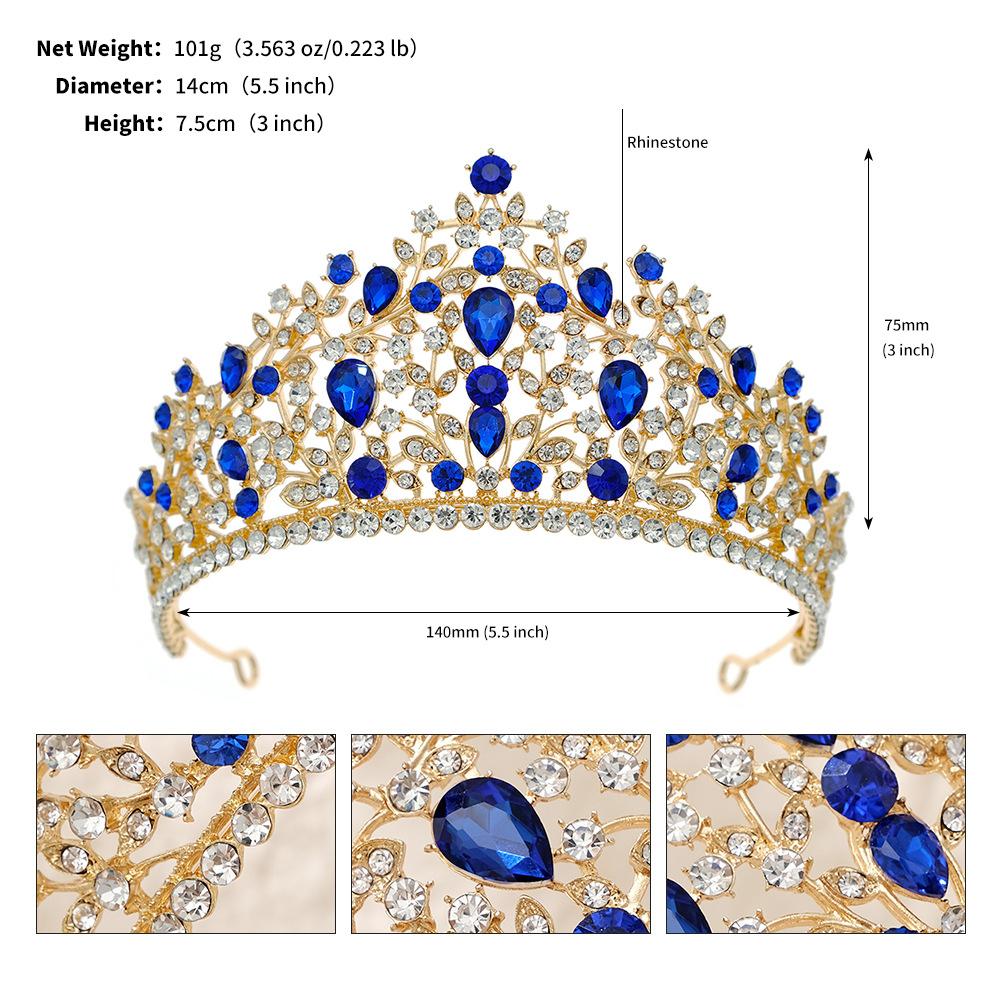 Versatile Bridal Wedding Hair Accessories Light Luxury Diamond Birthday Party Crown Baroque Retro Rhinestone Crown