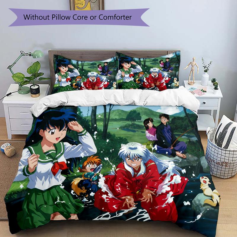 Anime Characters River Print 3Pcs Bedding Set,Duvet Cover with 2 Bedro,Pillowcase Home Birthday Gift