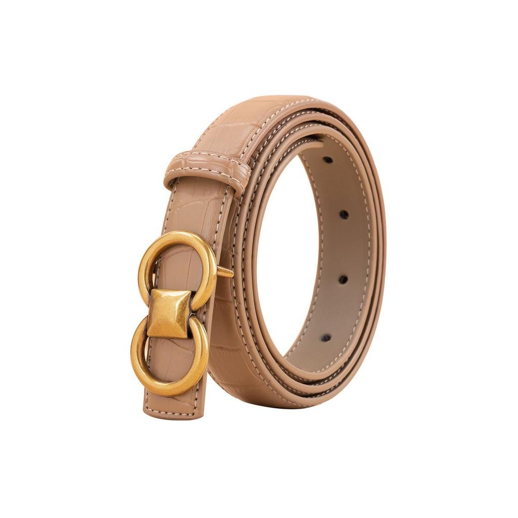 2026 Women's Smooth Buckle Leather Belt: Two-Layer Cowhide, Casual Versatile High-End Waist Cincher
