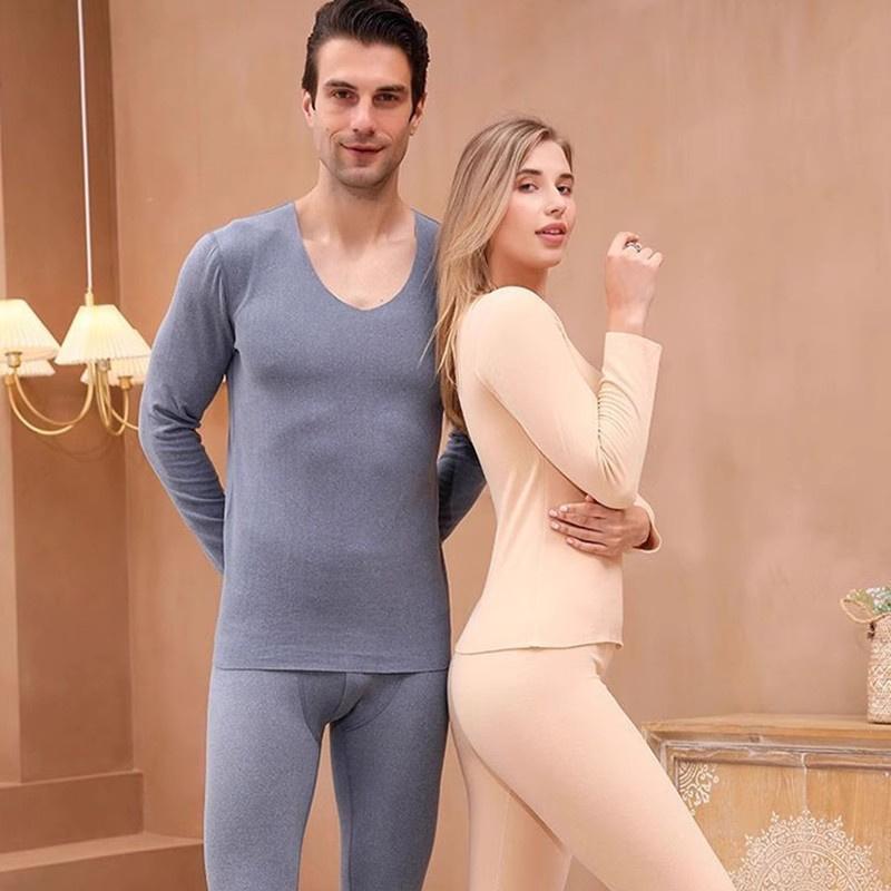 Fashion New Arrivals Double-Sided Fleece Seamless Thermal Underwear Set for Men and Women Lightweight Winter Tops and Bottoms