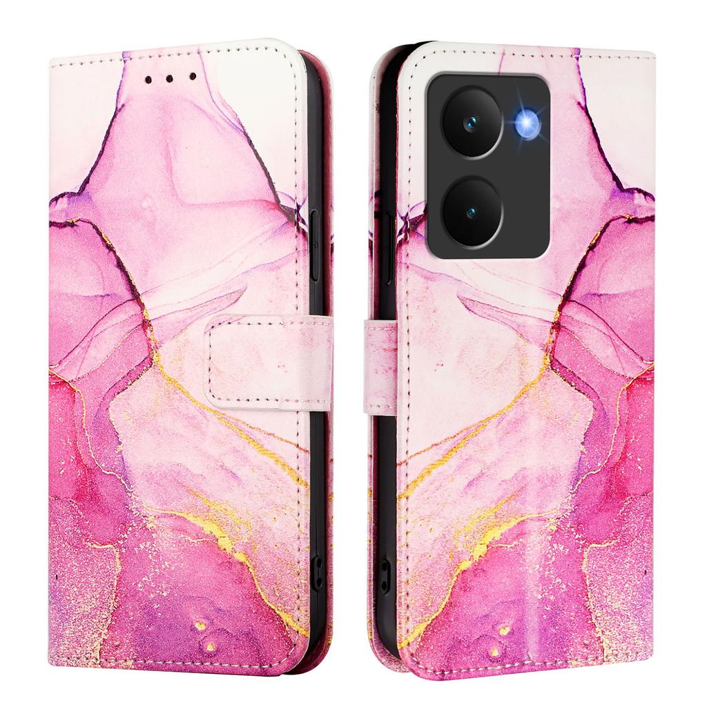 For Realme P3 Ultra 5G Case with Strap Marble Pattern Leather Phone Cover Card Holder